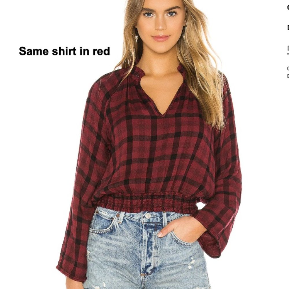 Bella Dahl Smocked Plaid Blouse